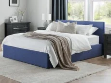 Julian Bowen Julian Bowen Rialto Dark Blue Linen Fabric Ottoman Bed Frame
