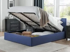 Julian Bowen Rialto 5ft King Size Dark Blue Linen Fabric Ottoman Bed Frame
