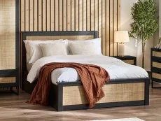 Julian Bowen Julian Bowen Padstow Rattan Black Wooden Ottoman Bed Frame