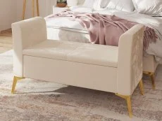 GFW GFW Pettine Natural Cream Fabric Upholstered Ottoman Storage Bench