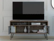 Core Core Vegas Oak and Grey Wide Screen TV Rack with 4 Doors