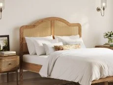 LPD LPD Claude Rattan and Smoked Oak Wooden Bed Frame
