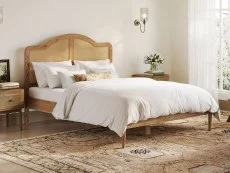 LPD LPD Claude Rattan and Smoked Oak Wooden Bed Frame