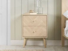 Birlea Birlea Herringford Light Oak 2 Drawer Bedside Table