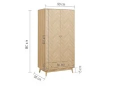 Birlea Birlea Herringford Light Oak 2 Door 1 Drawer Wardrobe
