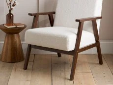 Birlea Birlea Ellwood White Boucle and Walnut Accent Chair
