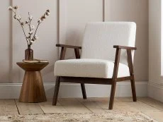 Birlea Birlea Ellwood White Boucle and Walnut Accent Chair