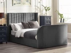 Julian Bowen Julian Bowen Clara Dark Grey Fabric Ottoman TV Bed Frame