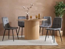 Birlea Birlea Axel Round Oak Dining Table and 4 Chair Set