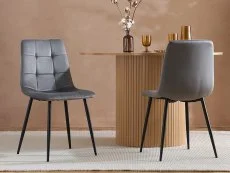 Birlea Birlea Axel Set of 2 Grey Fabric Dining Chairs