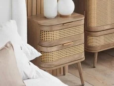Birlea Birlea Noah Rattan and Oak 2 Drawer Bedside Table
