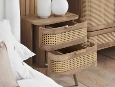 Birlea Birlea Noah Rattan and Oak 2 Drawer Bedside Table