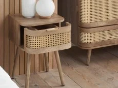 Birlea Birlea Noah Rattan and Oak 1 Drawer Bedside Table