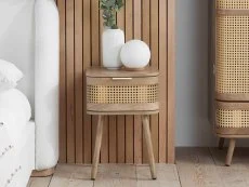 Birlea Birlea Noah Rattan and Oak 1 Drawer Bedside Table