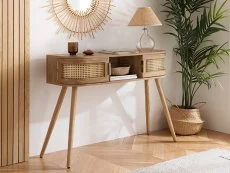 Birlea Birlea Noah Rattan and Oak 2 Door Console Table