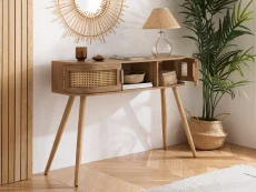 Birlea Birlea Noah Rattan and Oak 2 Door Console Table