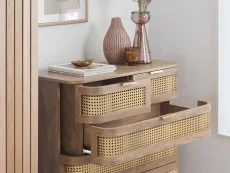Birlea Birlea Noah Rattan and Oak 5 Drawer Chest of Drawers