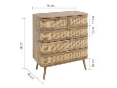 Birlea Birlea Noah Rattan and Oak 5 Drawer Chest of Drawers