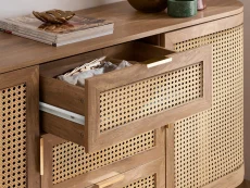 Birlea Birlea Noah Rattan and Oak 2 Door 3 Drawer Sideboard