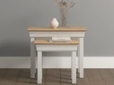 Seconique Seconique Bordeaux Ivory and Oak Nests of 2 Tables (Assembled)
