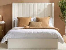 ASC ASC Melody 4ft6 Double White Boucle Fabric Ottoman Bed Frame