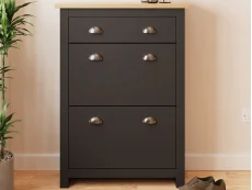 GFW GFW Lancaster Black 2 Door 1 Drawer Shoe Cabinet