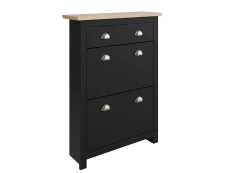 GFW GFW Lancaster Black 2 Door 1 Drawer Shoe Cabinet