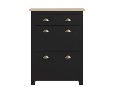 GFW GFW Lancaster Black 2 Door 1 Drawer Shoe Cabinet