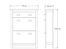 GFW GFW Lancaster Black 2 Door 1 Drawer Shoe Cabinet