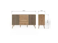 GFW GFW Rowan Oak 2 Door 3 Drawer Sideboard