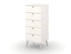 Core Core Augusta Curve White 5 Drawer Narrow Chest of Drawers