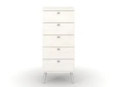 Core Core Augusta Curve White 5 Drawer Narrow Chest of Drawers