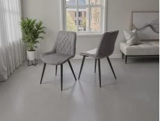 Core Core Aspen Diamond Stitch Set of 2 Grey Fabric Dining Chairs