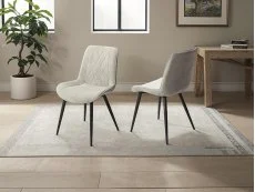 Core Core Aspen Diamond Stitch Set of 2 Grey Cord Fabric Dining Chairs