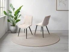Core Core Aspen Diamond Stitch Set of 2 Natural Fabric Dining Chairs