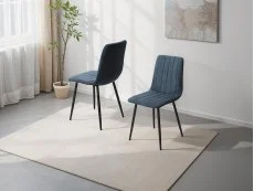 Core Core Aspen Straight Stitch Set of 2 Blue Cord Fabric Dining Chairs