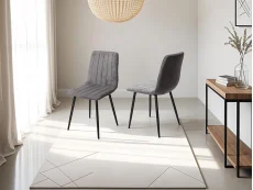 Core Core Aspen Straight Stitch Set of 2 Grey Cord Fabric Dining Chairs