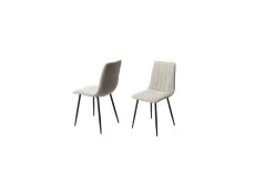 Core Core Aspen Straight Stitch Set of 2 Light Grey Cord Fabric Dining Chairs