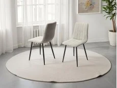 Core Core Aspen Straight Stitch Set of 2 Light Grey Cord Fabric Dining Chairs