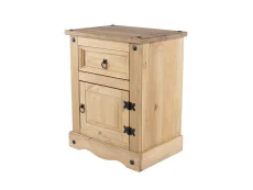 Core Products Core Corona 1 Drawer 1 Door Waxed Pine Wooden Bedside Table