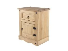 Core Core Corona 1 Drawer 1 Door Waxed Pine Wooden Bedside Table