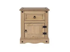 Core Core Corona 1 Drawer 1 Door Waxed Pine Wooden Bedside Table