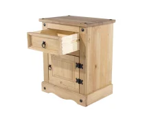 Core Products Core Corona 1 Drawer 1 Door Waxed Pine Wooden Bedside Table