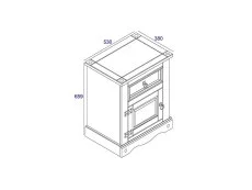 Core Core Corona 1 Drawer 1 Door Waxed Pine Wooden Bedside Table