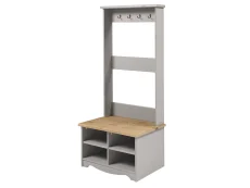 Core Core Corona Grey and Waxed Pine 2 Tier Shoe Bench With Hat & Coat Rack