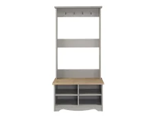 Core Core Corona Grey and Waxed Pine 2 Tier Shoe Bench With Hat & Coat Rack