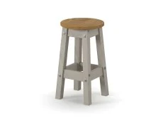 Core Core Corona Grey and Waxed Pine Set of 2 Low Round Breakfast Stools