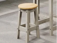 Core Core Corona Grey and Waxed Pine Set of 2 Low Round Breakfast Stools