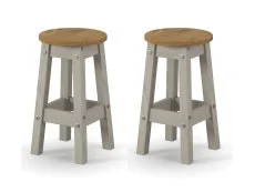 Core Core Corona Grey and Waxed Pine Set of 2 Low Round Breakfast Stools