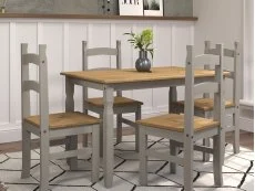 Core Core Corona Grey and Waxed Pine Rectangular Dining Table and Chairs Set